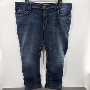 Silver Jeans Men 42x30 Grayson Embroidered‎ Medium Wash Denim Pants 43x27 Actual